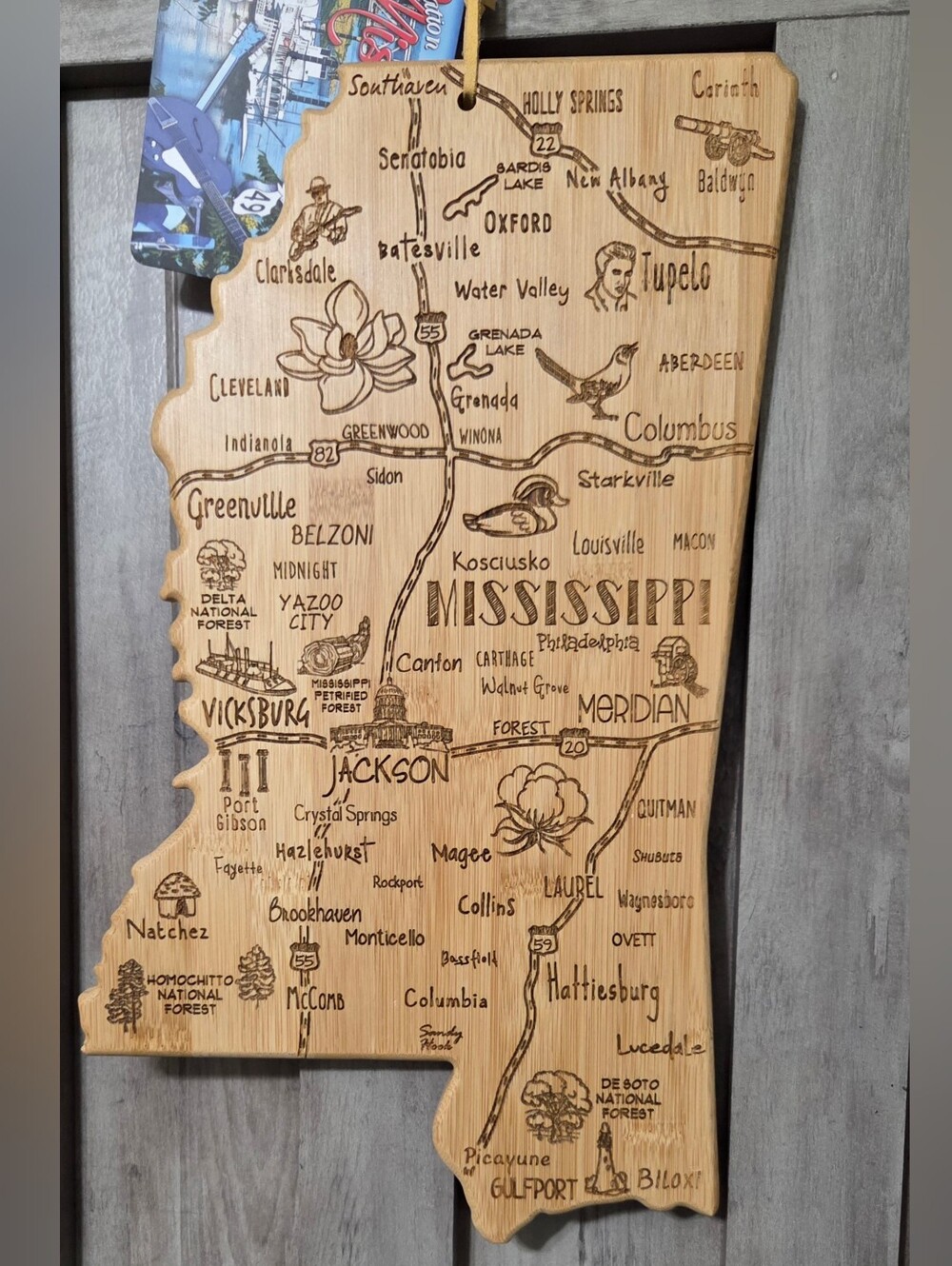 Totally Bamboo Destination MISSISSIPPI Wood Serving Cutting Board / Wall Decor
